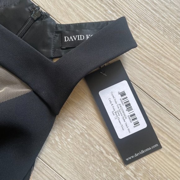 David Koma Black Jewel Sleeveless Crepe Embellished Mini Dress - Picture 8 of 10